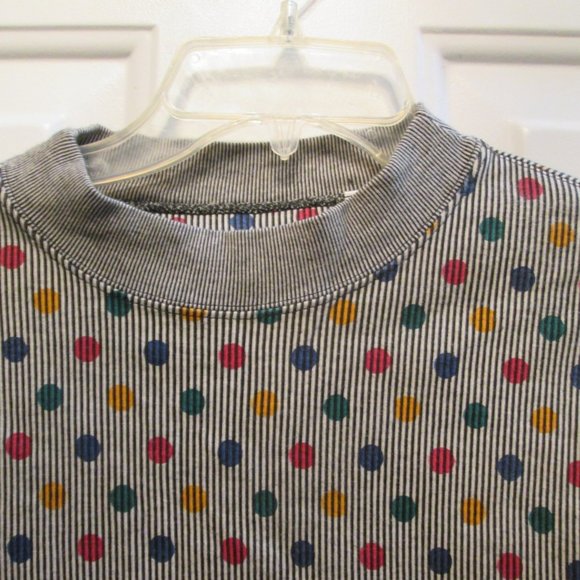 Vtg ESPRIT gray POLKA DOTS long sleeves shirt M - Picture 3 of 15